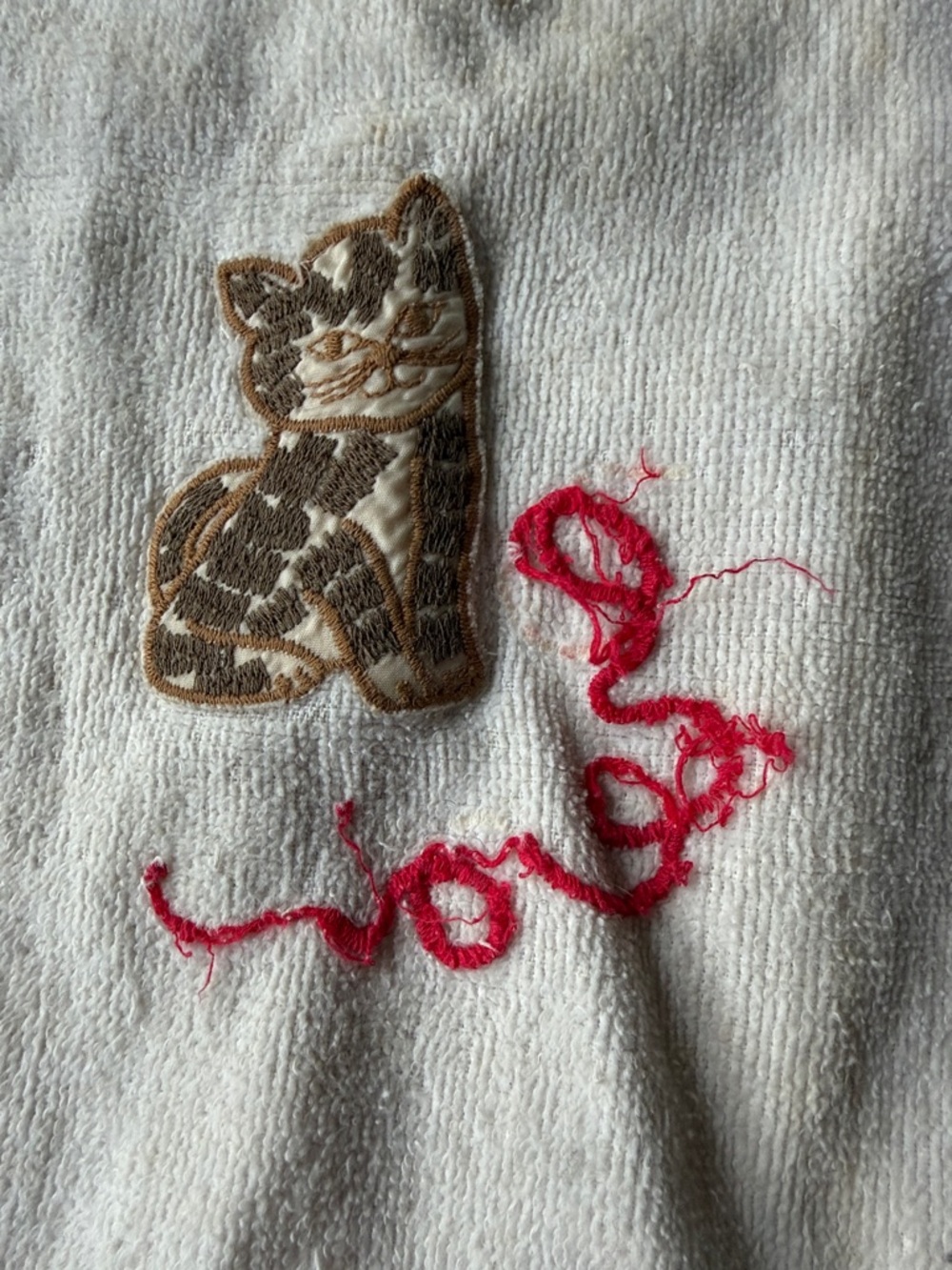 Vintage Cat Applique Rag Towel
